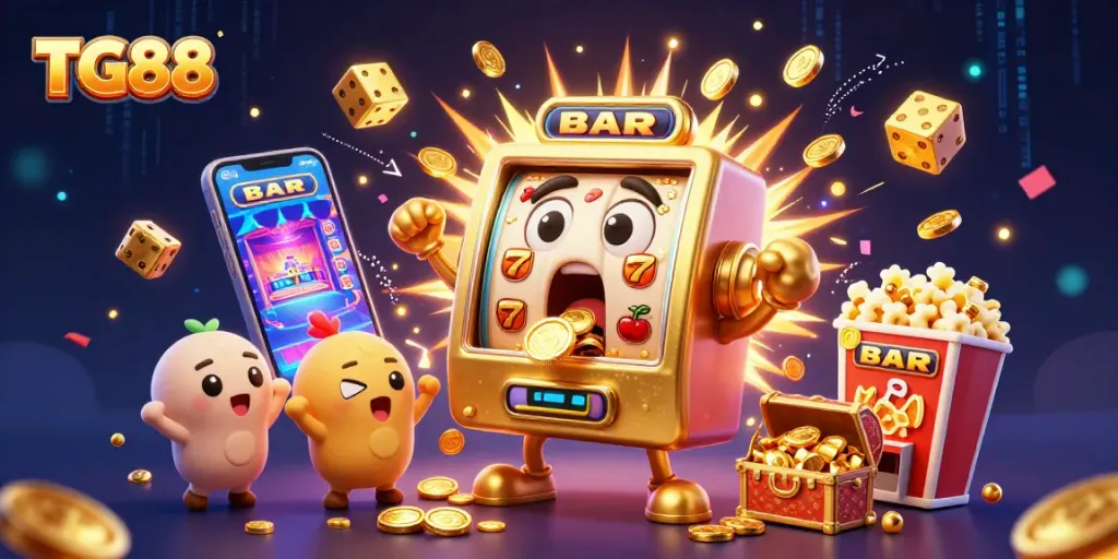 Experience winning excitement with TG88's animated jackpot explosion, showcasing vibrant casino elements.