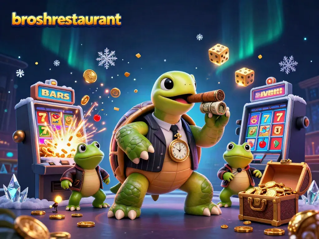 Engage with broshrestaurant's vibrant casino fantasy featuring a snapping turtle and enchanted fireflies.