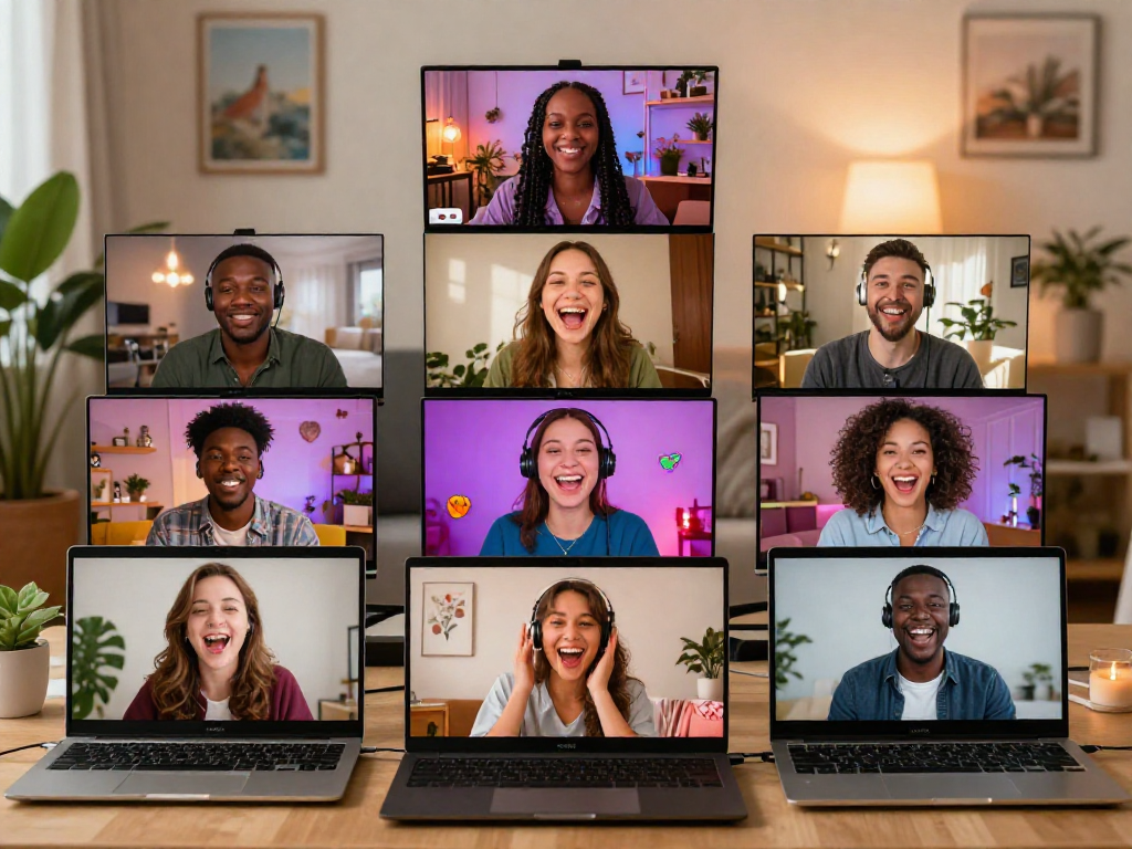 Intimate sexchat interactions showcasing diverse individuals in cozy environments, highlighting modern digital connections.
