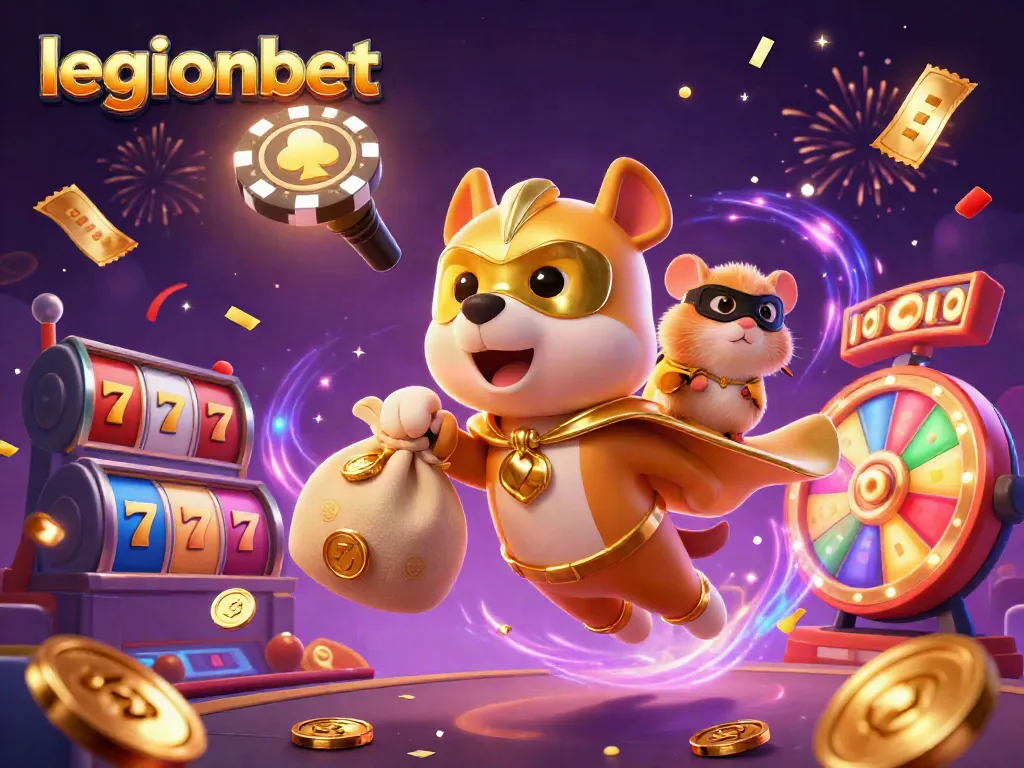 Engage with legionbet's vibrant casino adventure featuring a superhero dog and lively game elements.